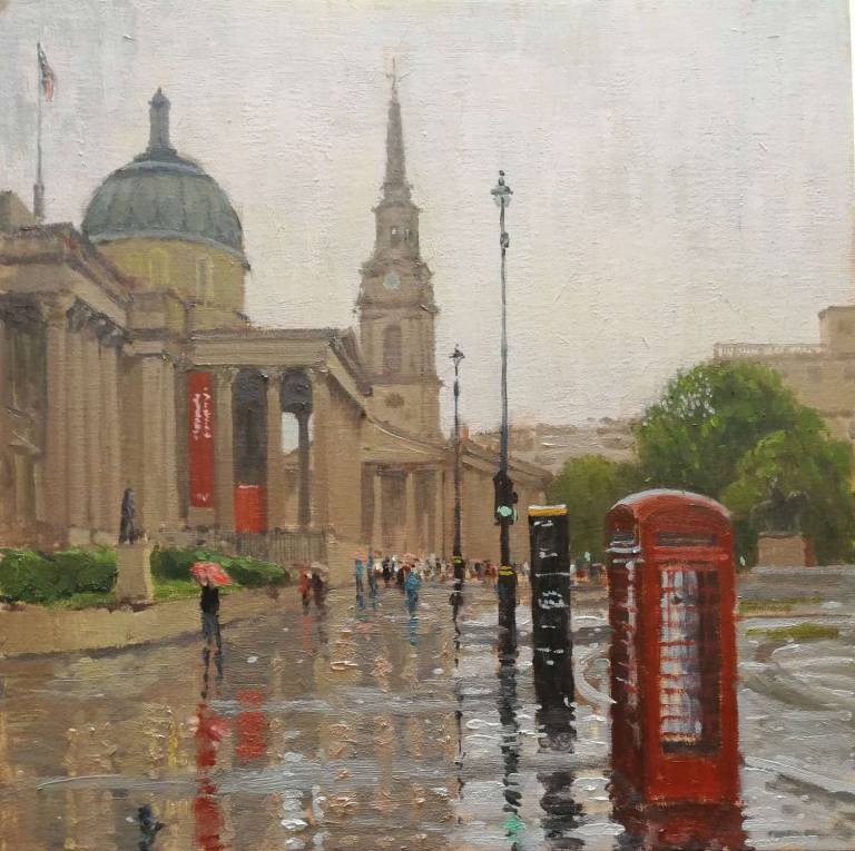 National Gallery Trafalgar Square, in the rain. - Andrew Cochrane Dixon