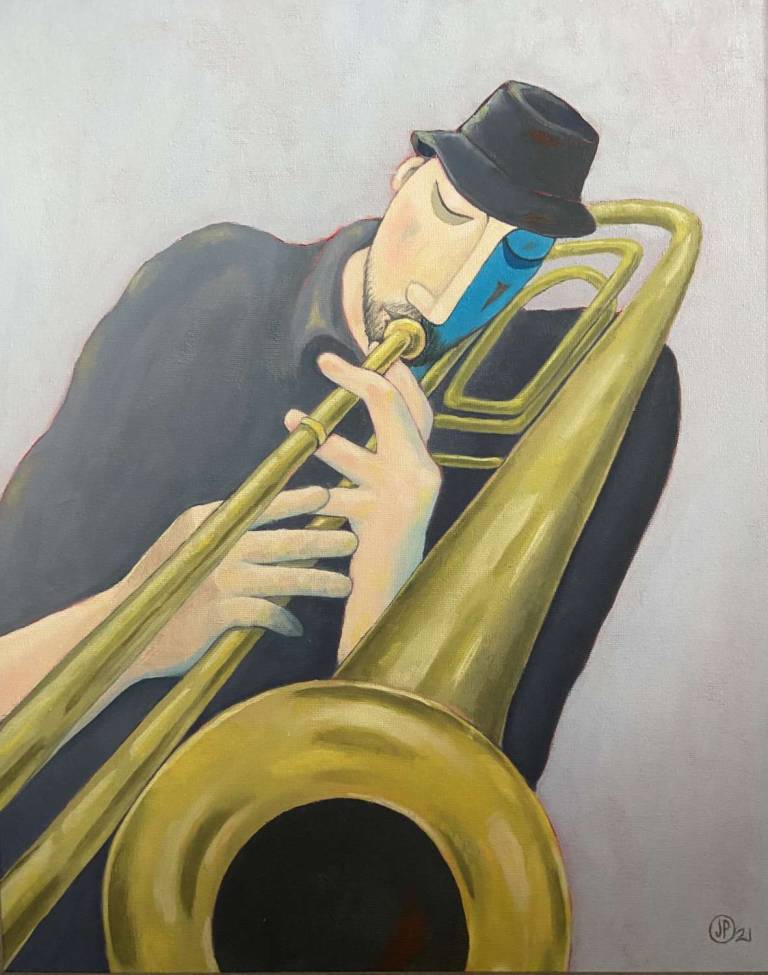 The Trombone Player with Blue Hat - Joanna powell