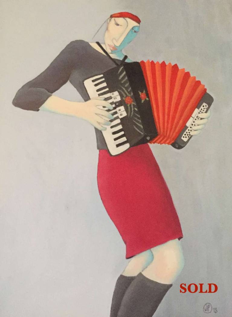 The Accordionist in Red Beret - Joanna powell