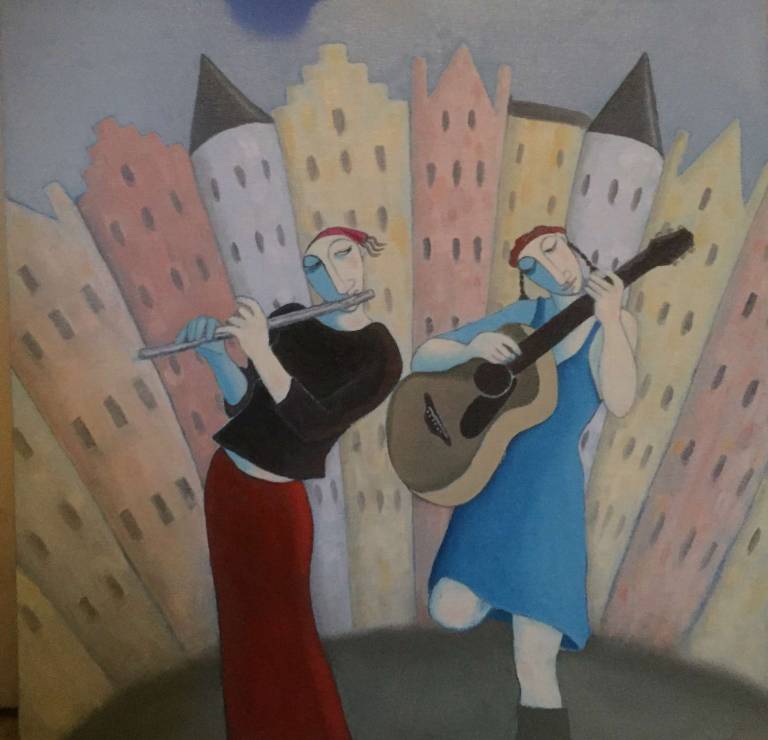 Female Buskers, The Royal Mile-SOLD - Joanna powell