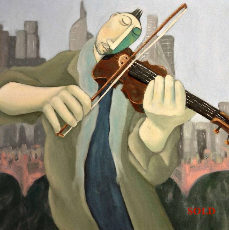 Nigel Kennedy with London Skyline-SOLD - Joanna powell