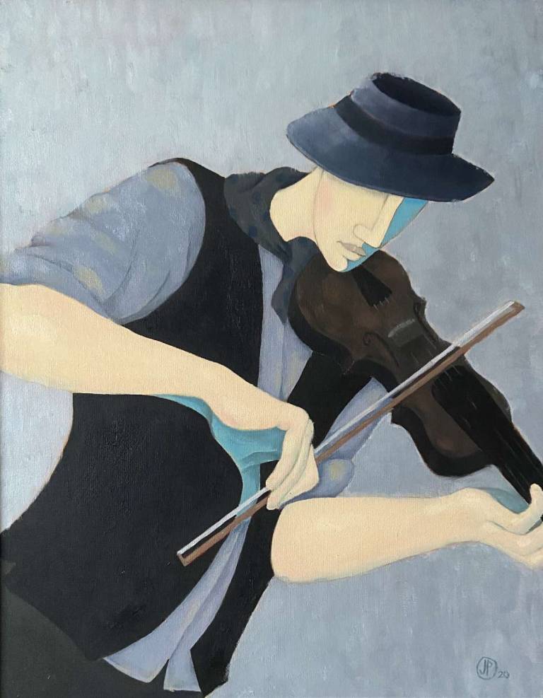 Fiddler in Blue Hat and Waistcoat - Joanna powell