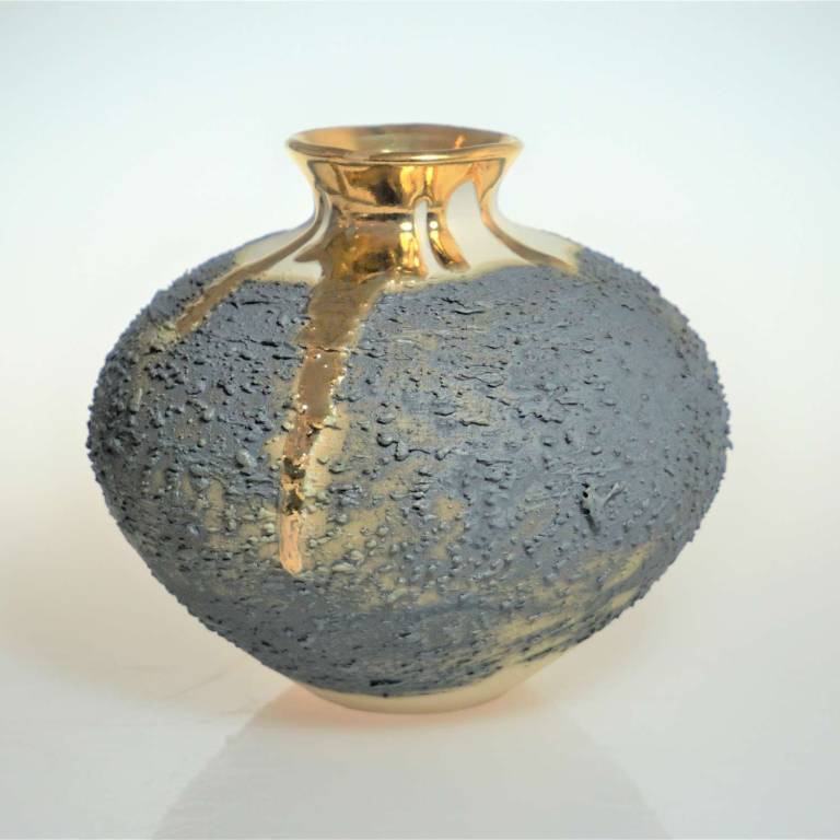 Textured Vase With Gold Lustre Small