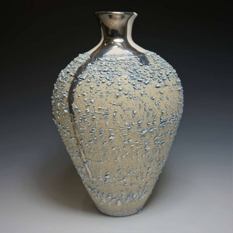 Textured Vase With Platinum Lustre