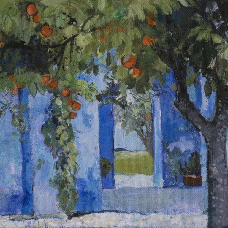 Blue Courtyard With Orange Trees, Andalucia