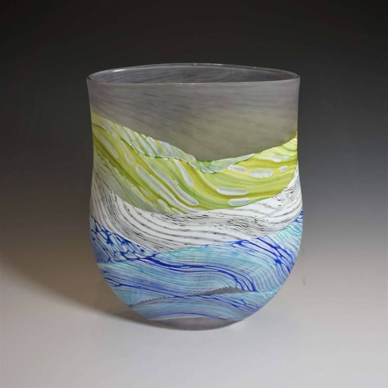 Small Flat Vase Sea Shore Grey Skies