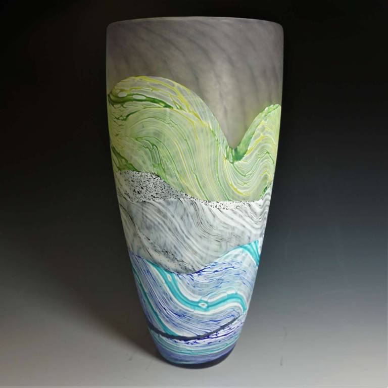 Medium Tall Vase Sea Shore Grey Skies