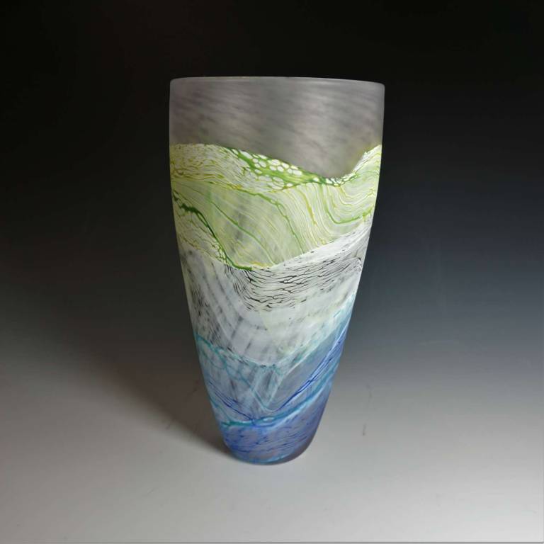 Small Tall Vase Sea Shore Grey Skies