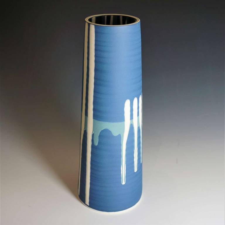 Medium Waterfall Stem Vase Cobalt