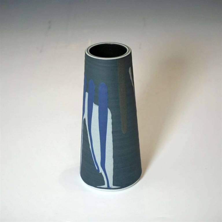 Small Waterfall Stem Vase Navy Blue