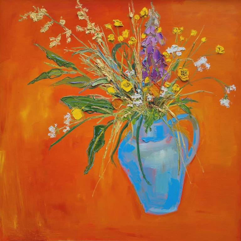 Wildflowers In Blue Vase